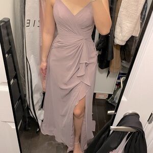 Azazie Dusty Mauve Ruched Maxi Dress
